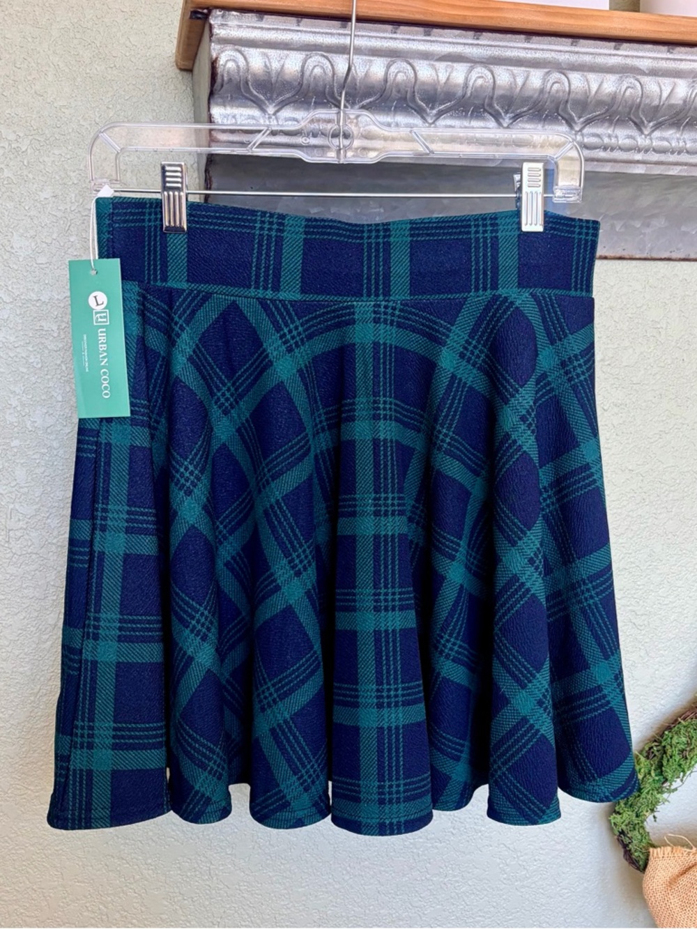 💚NEW💚Navy & Green Plaid Skater/Swing Skirt